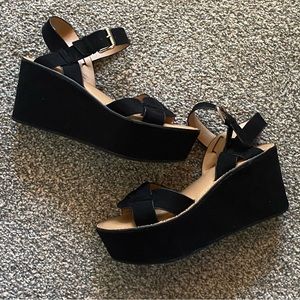 Franco Sarto 3in Platform Sandals Black Velvet